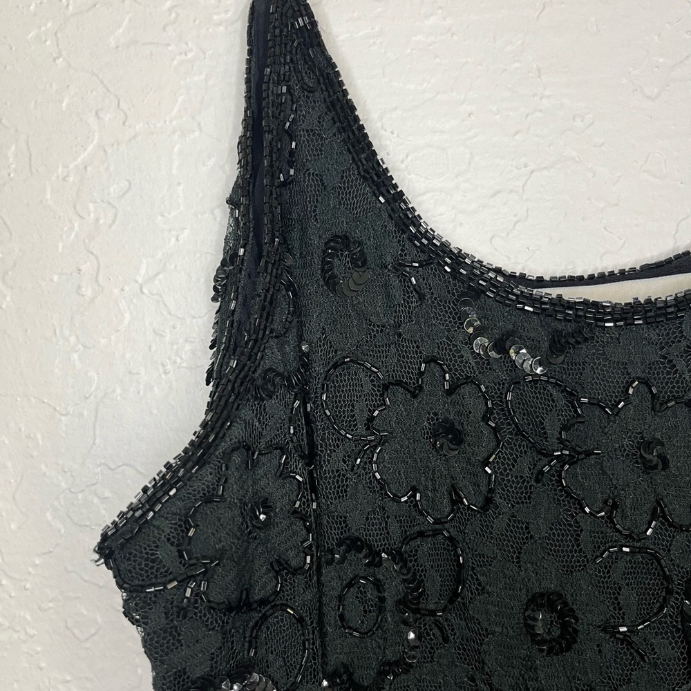 Vintage Black Beaded Lace Dress